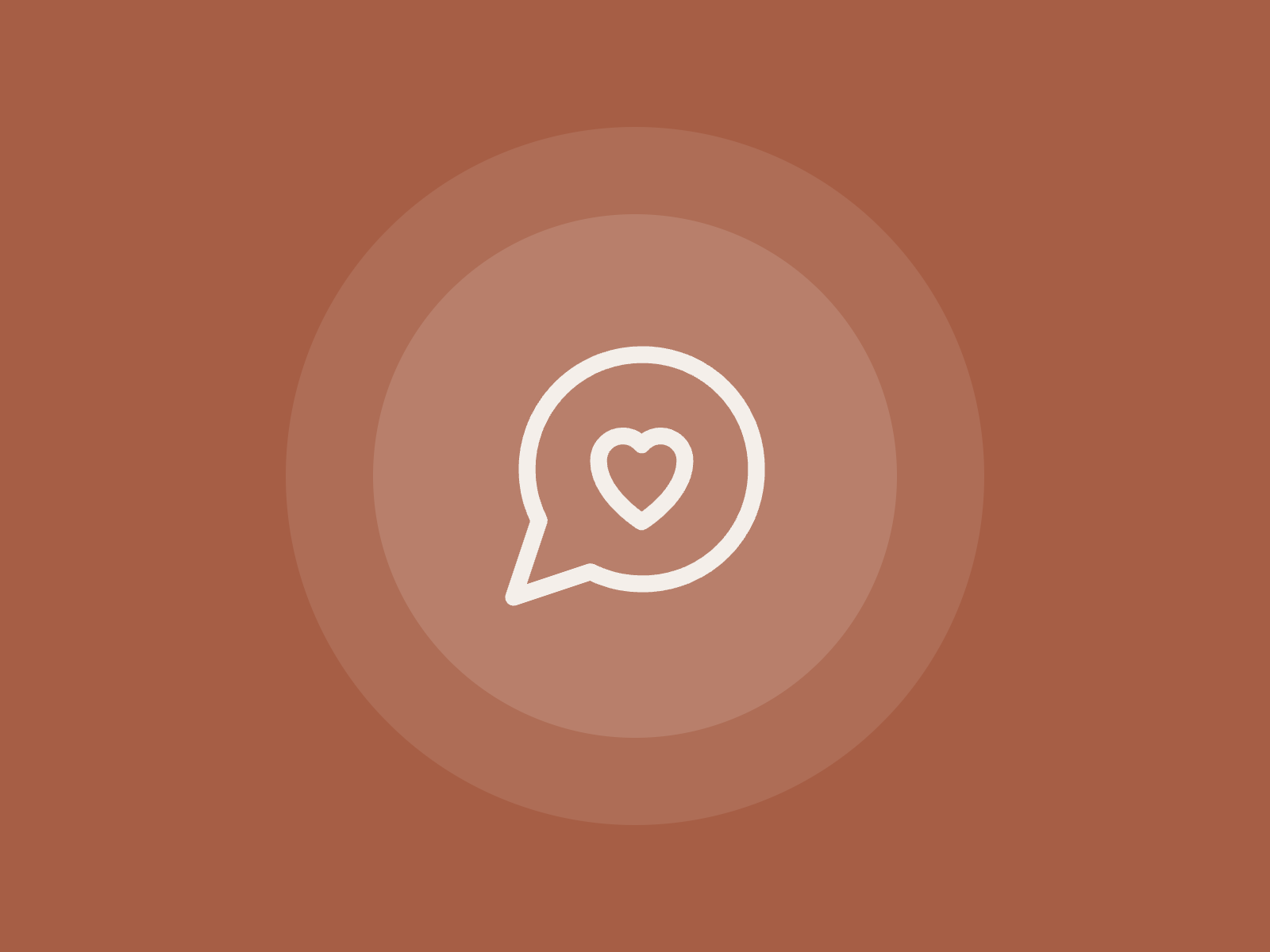 Speech bubble with a heart on terracotta