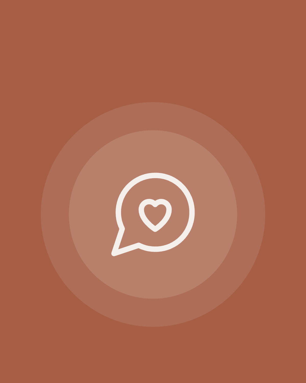 Speech bubble with a heart on a terracotta arch
